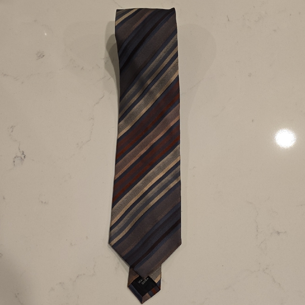 Kenneth Cole Reaction Striped Tie in Blue and Brown
